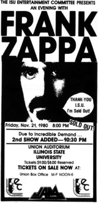21/11/1980University Union Auditorium @ Illinois State University, Normal, IL